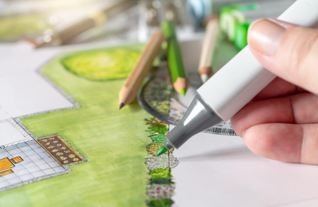 Garden design sketches and concept development